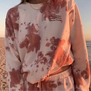Summer Fridays Pink and Cream Tie-Dye Sweatshirt